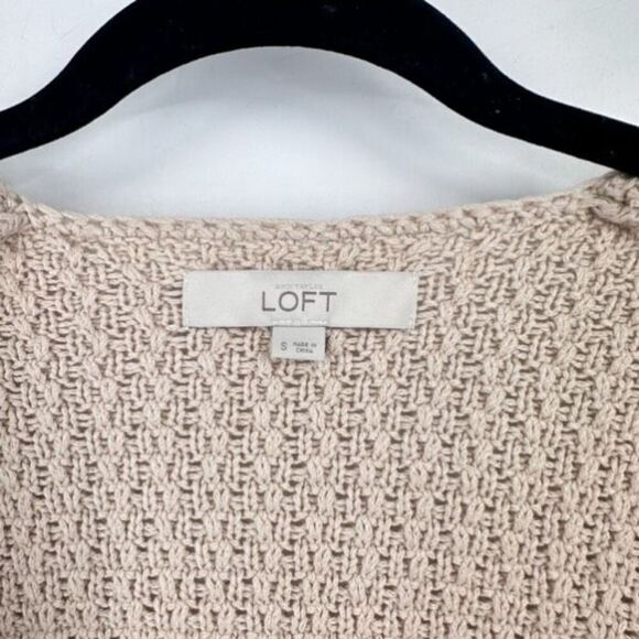 Loft Ann Taylor Chunky Knit Open Front Cardigan Sweater Cream Small Layering - Picture 5 of 11
